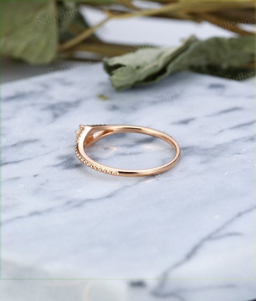 14k  Rose Gold Engagement Ring vintage Art Deco Halo diamond Half eternity wedding antique Bridal  Jewelry Promise  Anniversary wedding ring