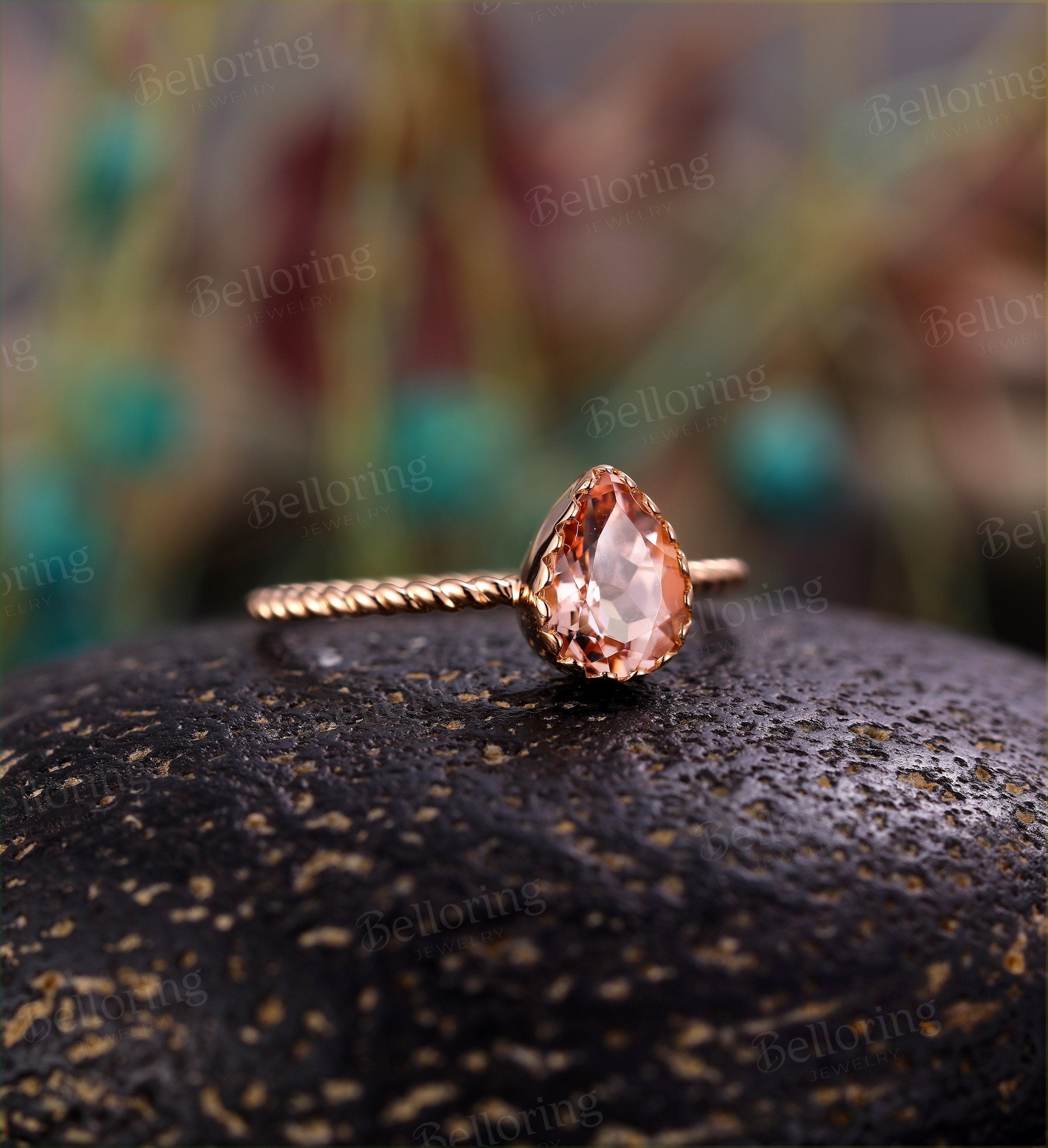 Art deco morganite on sale ring