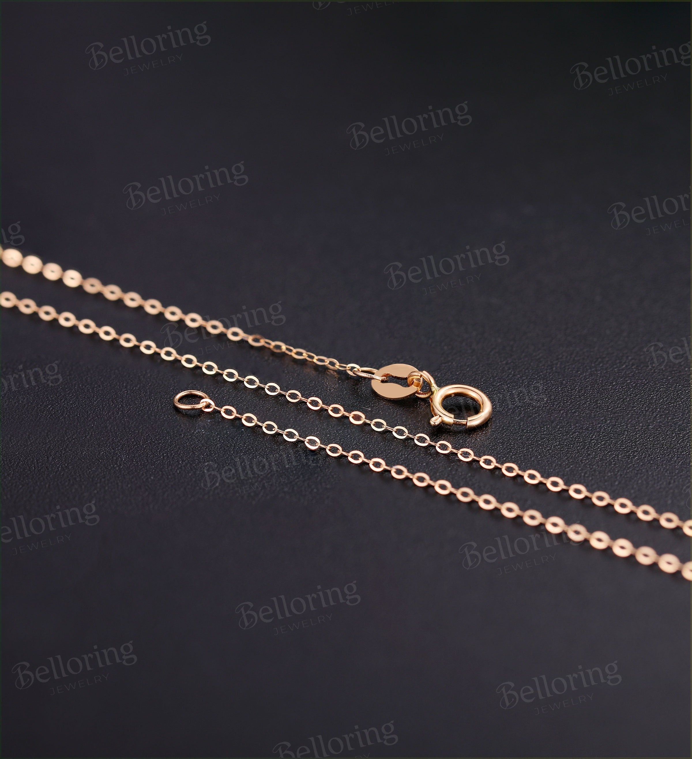 Necklace bridal   chain Solid 14K yellow gold rose gold white gold vintage delicate pendant Anniversary wedding ring