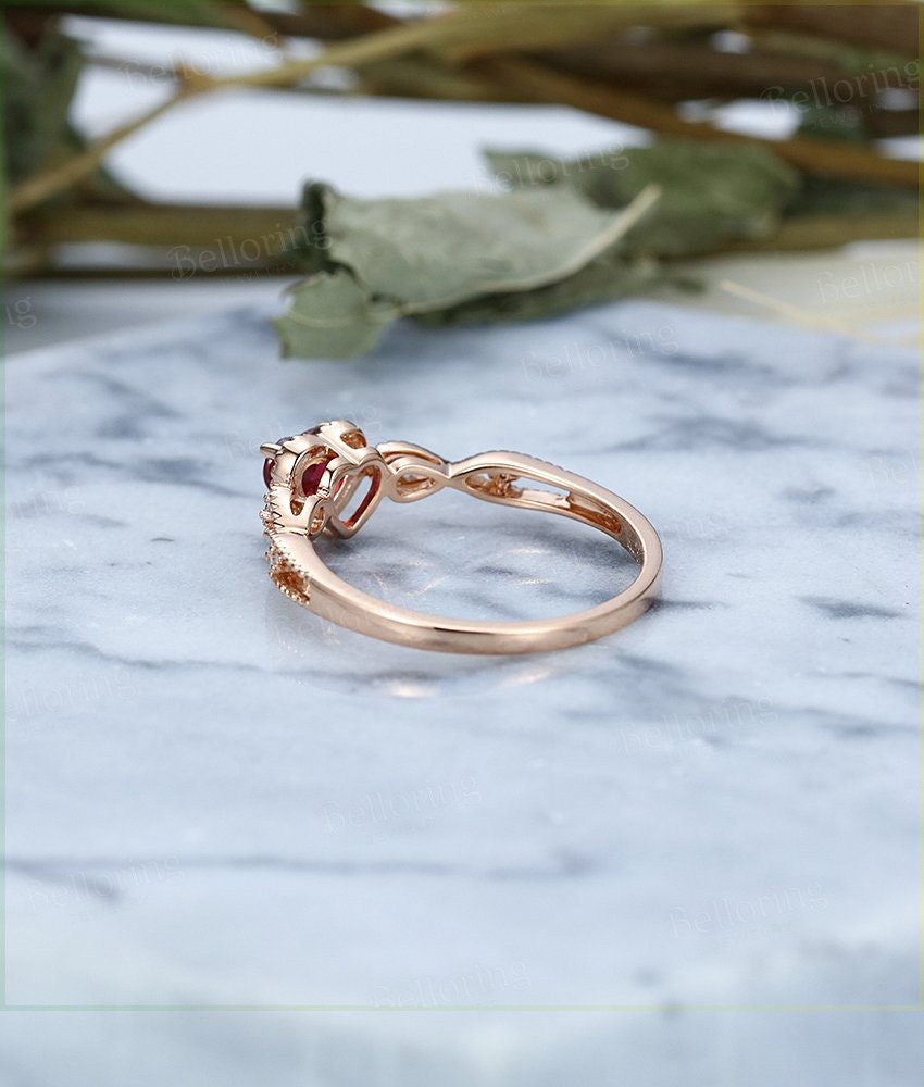 Unique Rose Gold Vine & Diamond Ring