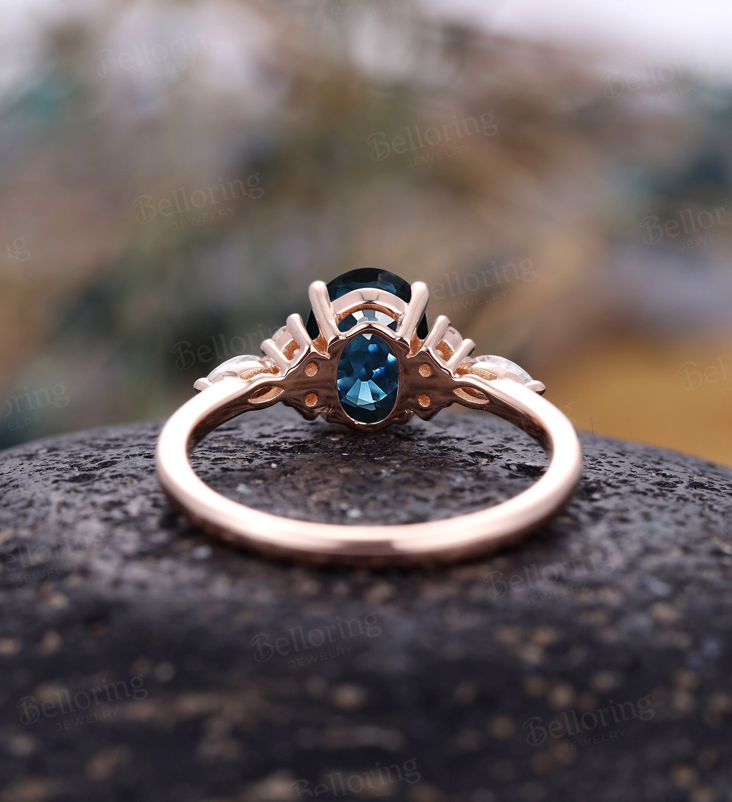 Vintage teal on sale sapphire ring